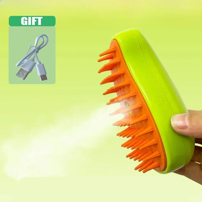 Cat Steam Brush Steamy Dog Brush 3 in 1 Electric Spray Cat Hair Brushes for Massage Pet Grooming Comb Hair Removal Combs Zpaxo Green