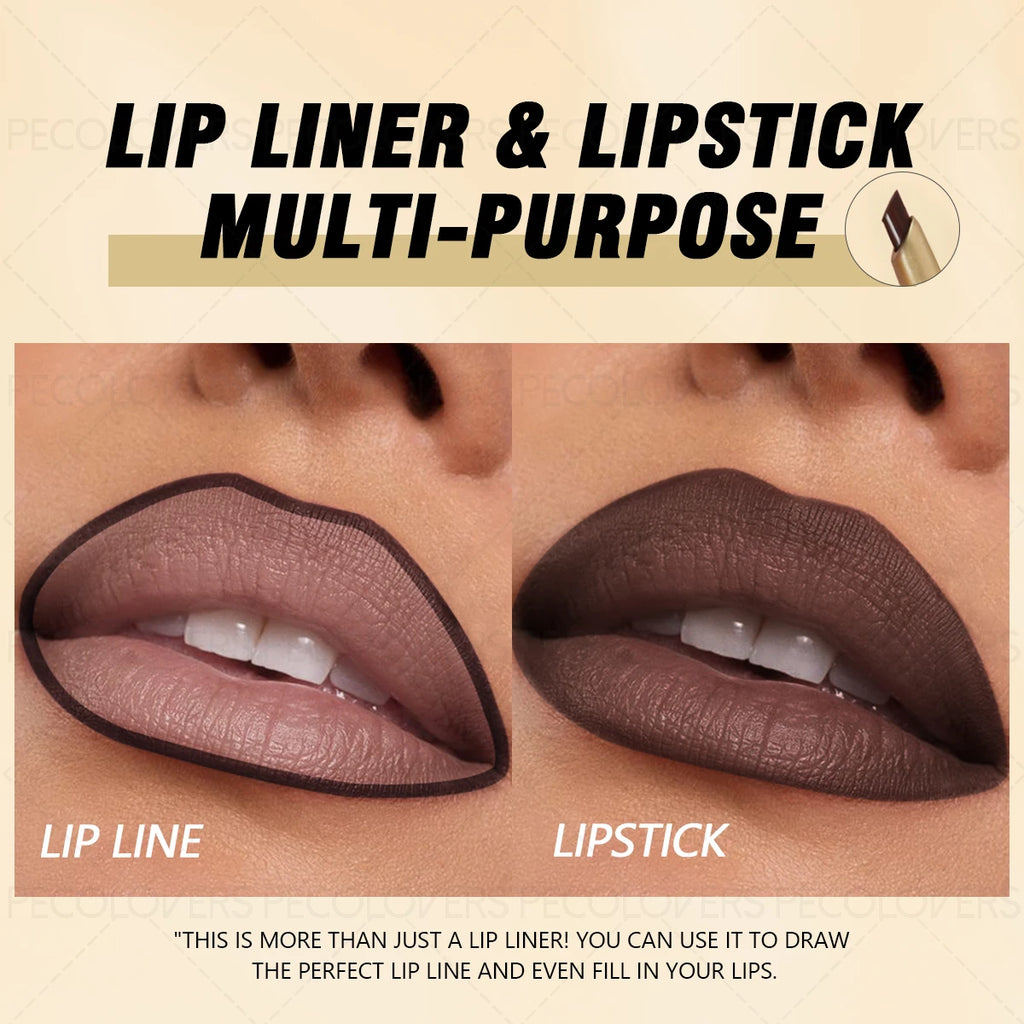 Matte Lipstick Lip Liner Pen Nude Long-lasting Waterproof Smooth