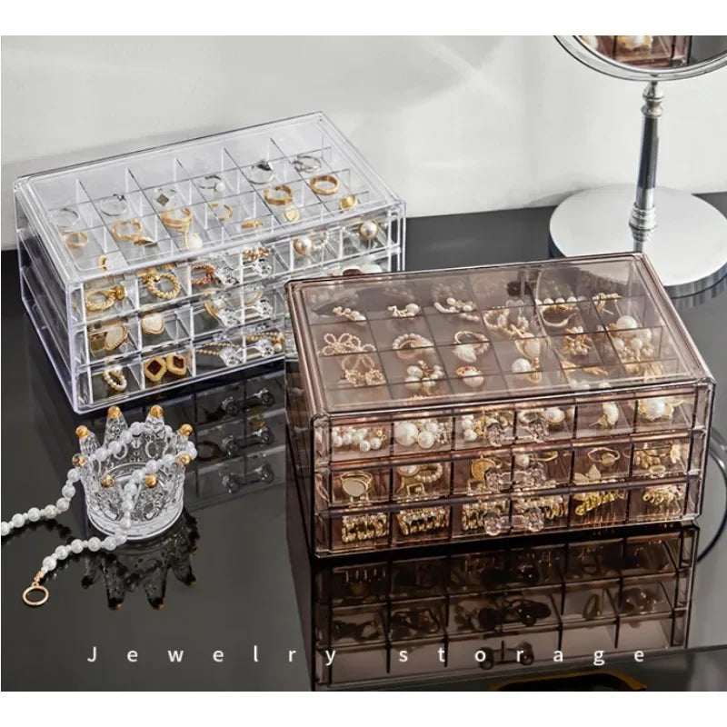 Earring earring storage box, jewelry storage box, 5 drawers transparent jewelry display rack, with 120 small lattice jewelry box Zpaxo