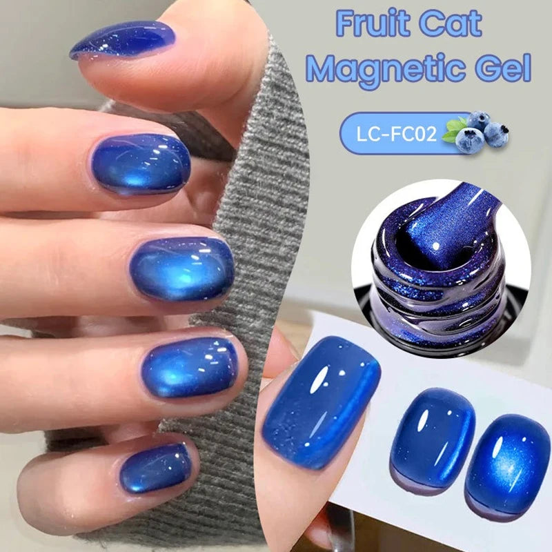 Fruit Cat Magnetic Nail Gel Polish Semi Soak Off Colorful Glass Bead