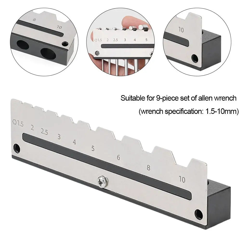 Allen Wrench Holder Organizer – Stainless Steel 1.5–10mm Wall Mount Wrench Holder Rack Zpaxo