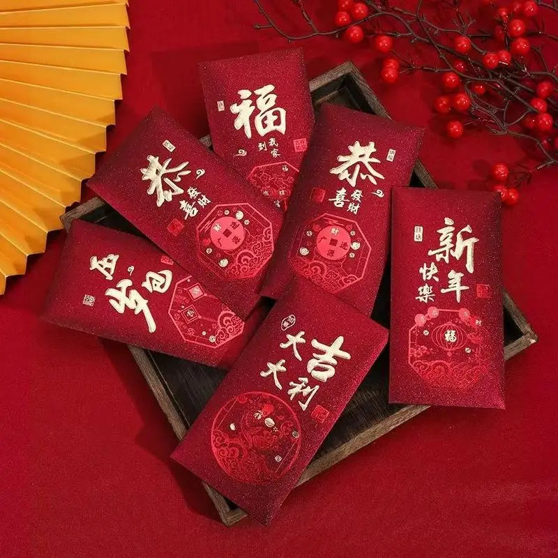 10Pcs/Pack Chinese Red Envelope Snake New Year Spring Festival Matte Hot Gold Red Bag Money Envelopes Red Packet Gift Envelope Zpaxo