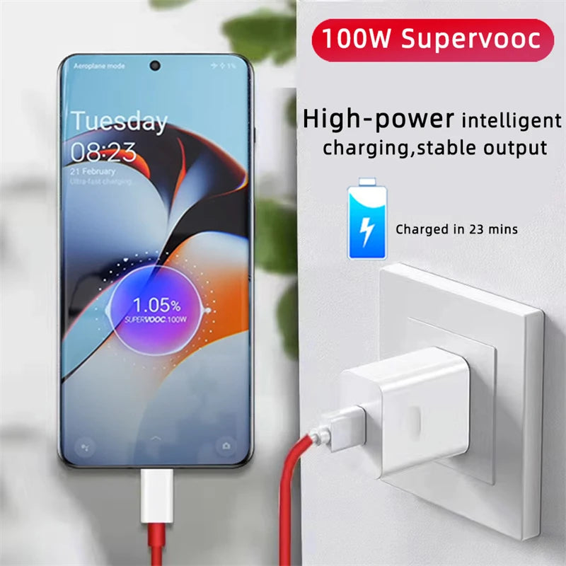 100w Supervooc Fast Charger Travel Adapter Eu Plug Phone Usb C Cable