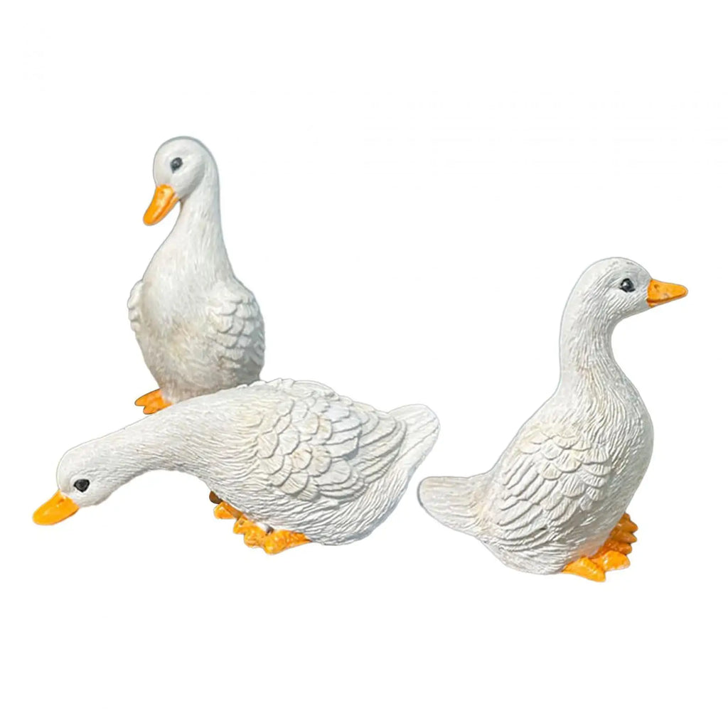3Pcs Garden Decor Miniature Cute Resin Animal Figurines Duck Statues Home Decor for Bookshelf Farmhouse Outside Balcony Indoors Zpaxo