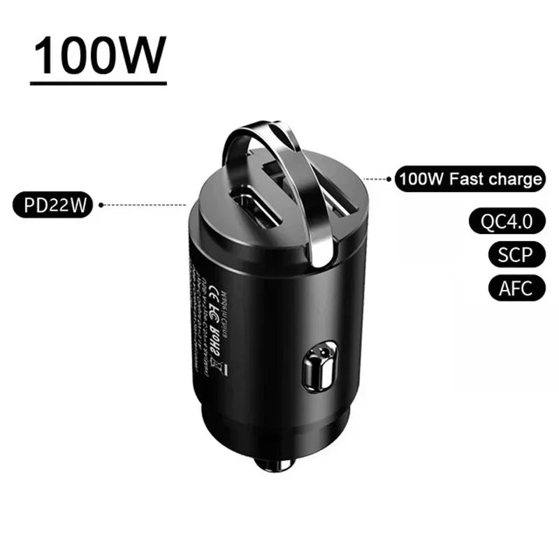 200W Mini Car Charger Fast Charging USB Cigarette Lighter Adapter