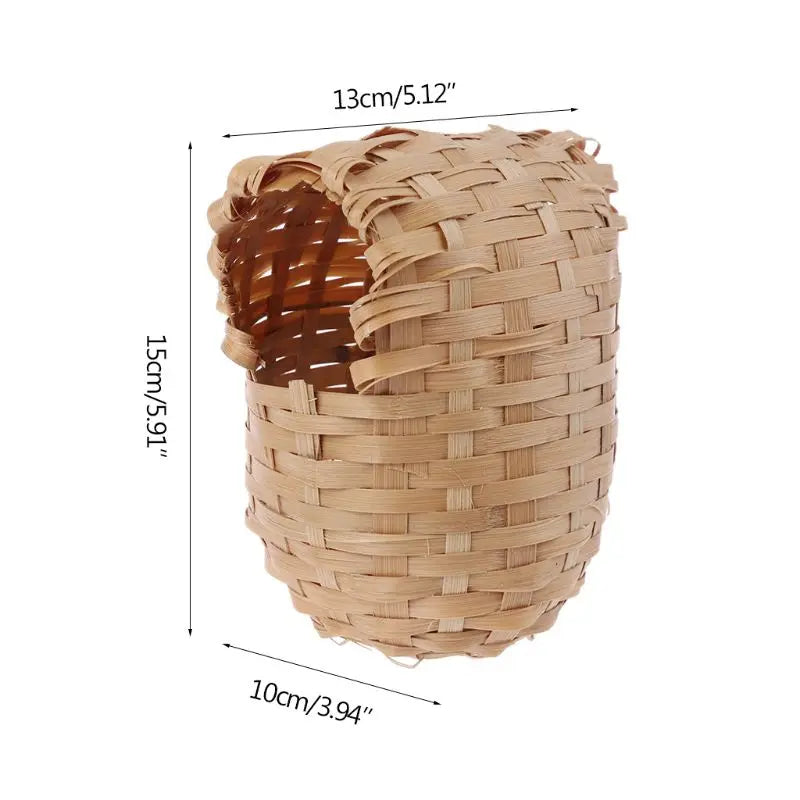 Hand Made Natural Bamboo Bird Nest House Parrot Finch Hideout Cage