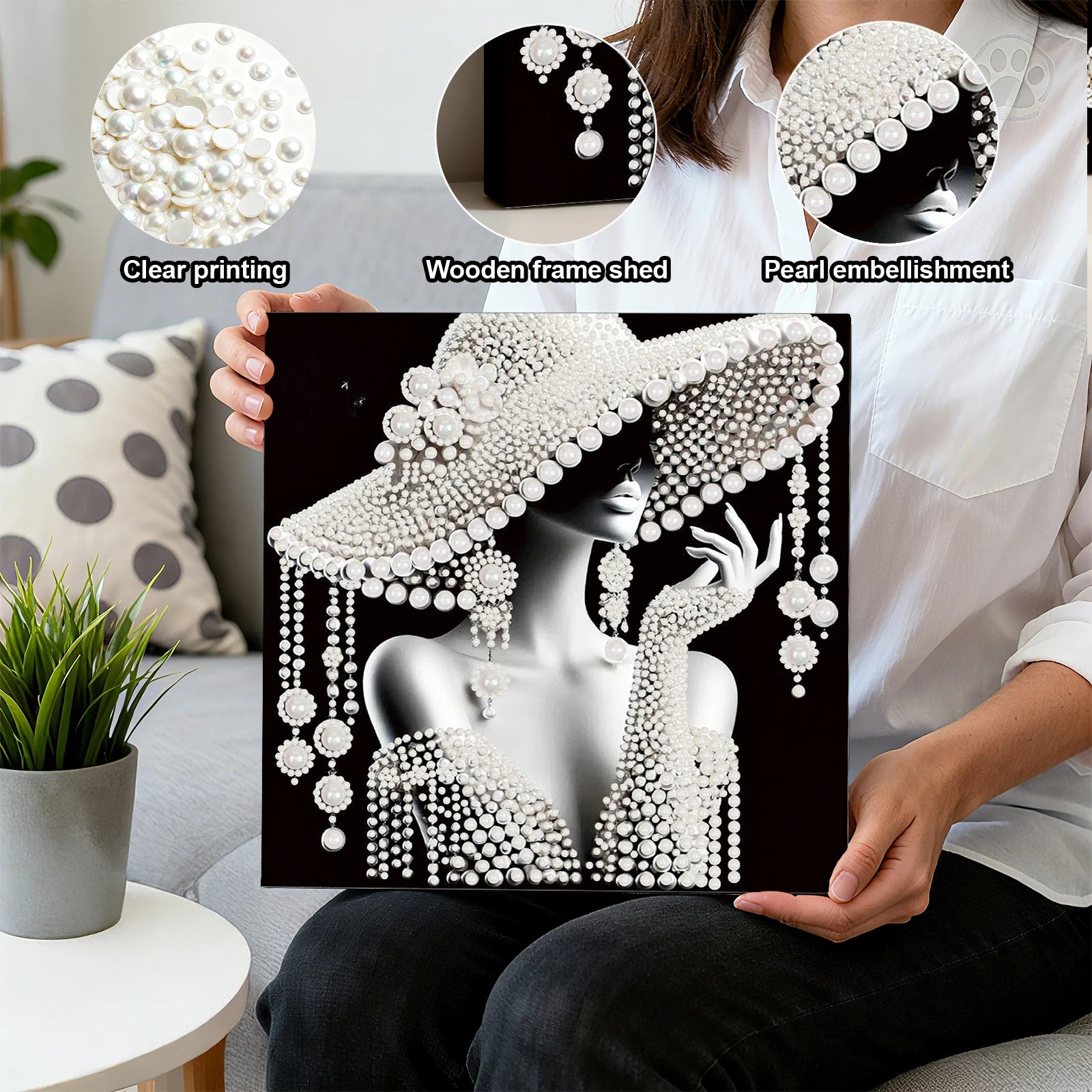 DIY Ladies Pearl Diamond Painting Gem Art 30x30cm Dots Paintings