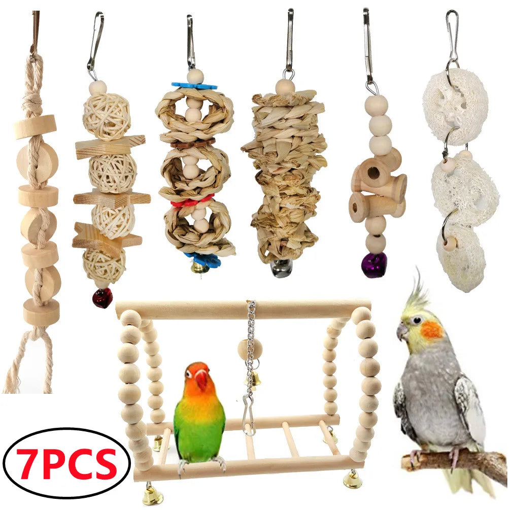 Combination Bird Toys Swing Chewing Training Small Parrot Hanging