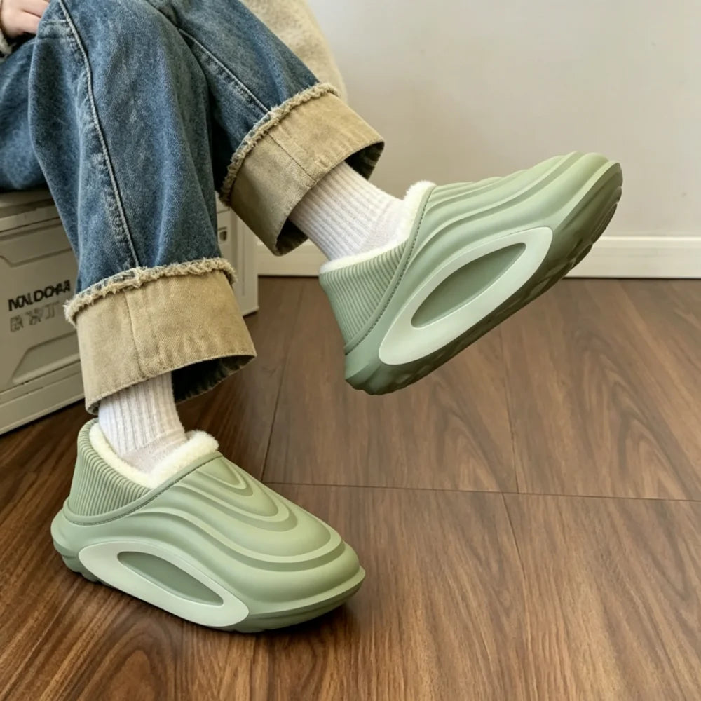 Winter Thickened Slip Resistant Lined Slippers Lightweight EVA Indoor