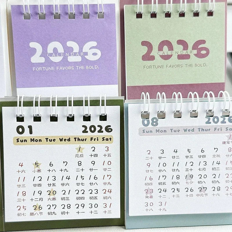 2026 Mini Simple Calendar Small Desk Calendar Creative Coil Calendar Planner Desktop Decoration Office Stationery Zpaxo