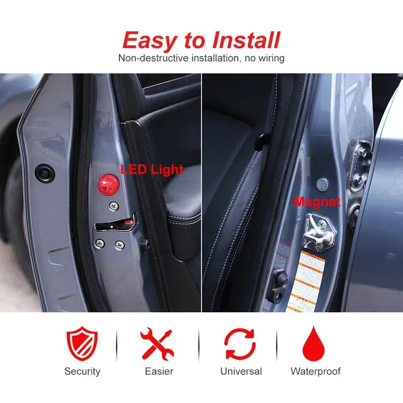 LED Car Door Warning Strobe Lights – Magnetic Sensor | 1/2/4pcs