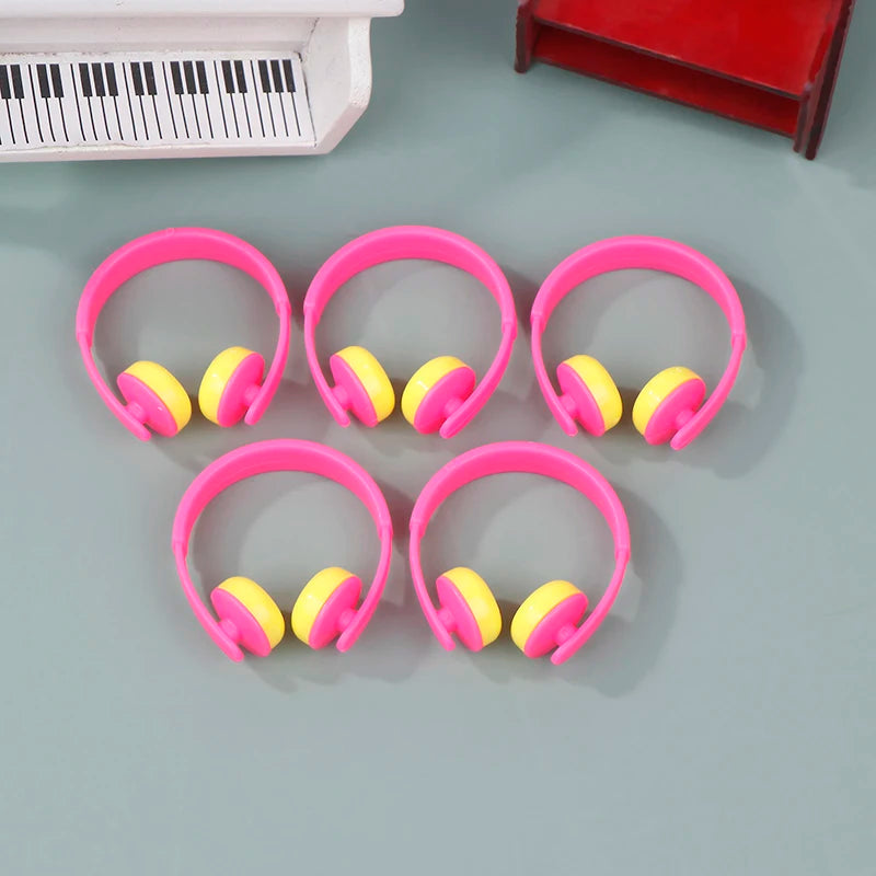 ▶5Pcs Mini Headphones Toys Gifts DIY Sunglasses Straw Hat Scarf Jewelry Accessories Decoration Zpaxo Pink