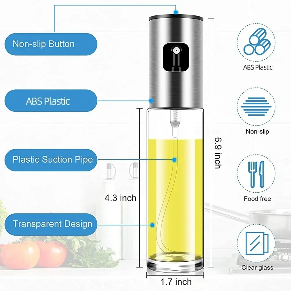 Oil Sprayer Bottle Portable Kitchen Baking Salad BBQ Utensils Glass
