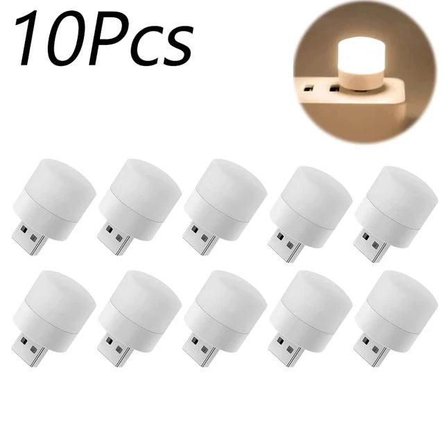 1- Mini USB LED Light Portable Plug Lamp Eye Protection Book Reading Zpaxo 10PCS-Warm