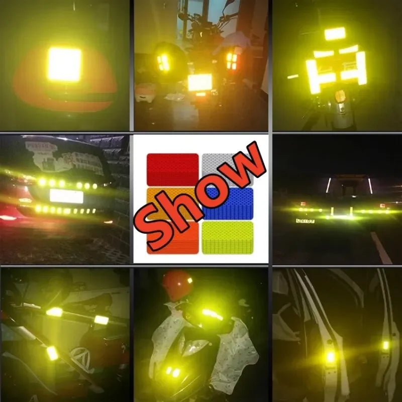 10pcs 3*8cm Car Bumper Reflective Stickers Reflective Warning Strip Tape Secure Reflector Stickers Decals Safety Warning Zpaxo