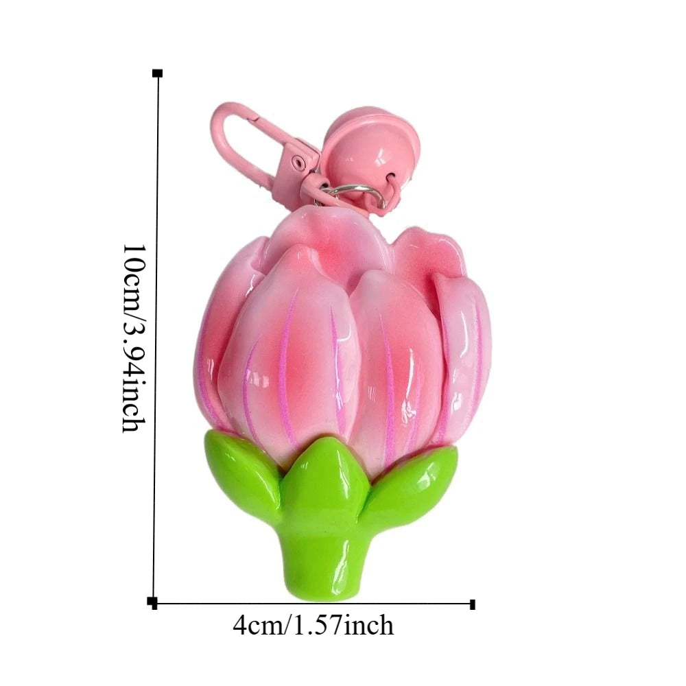 Cute Resin Peach Flower Keychain Lotus Bell Blossom Pendant Sweet Bag Zpaxo
