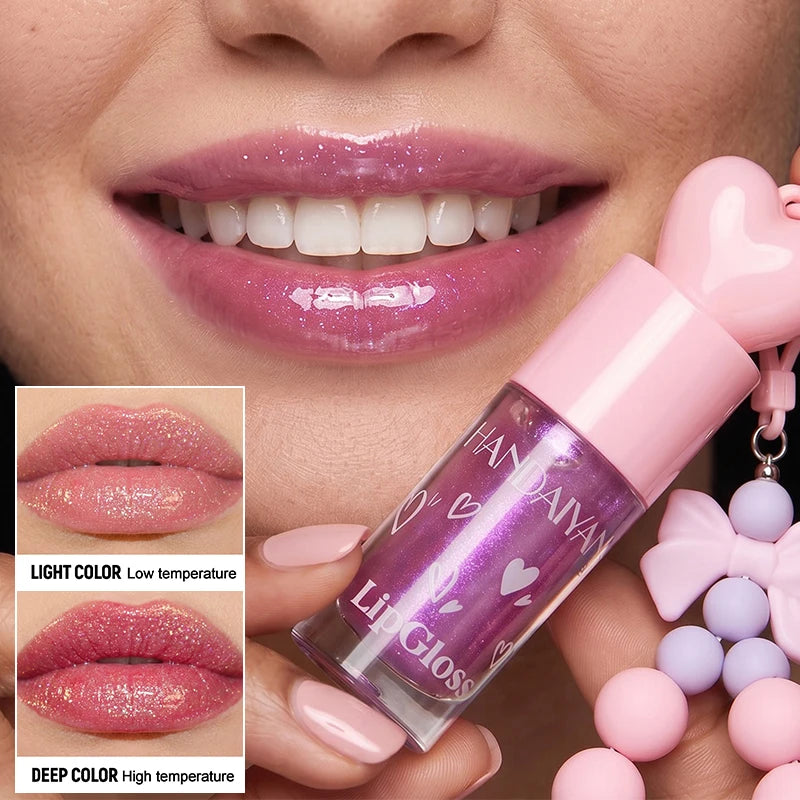 4 Colors Water Light Mirror Lip Gloss Makeup Cute Bow Bracelet Moisturizing Hydrating Lip Oil Pearlescent Fine Shimmer Lip Glaze Zpaxo