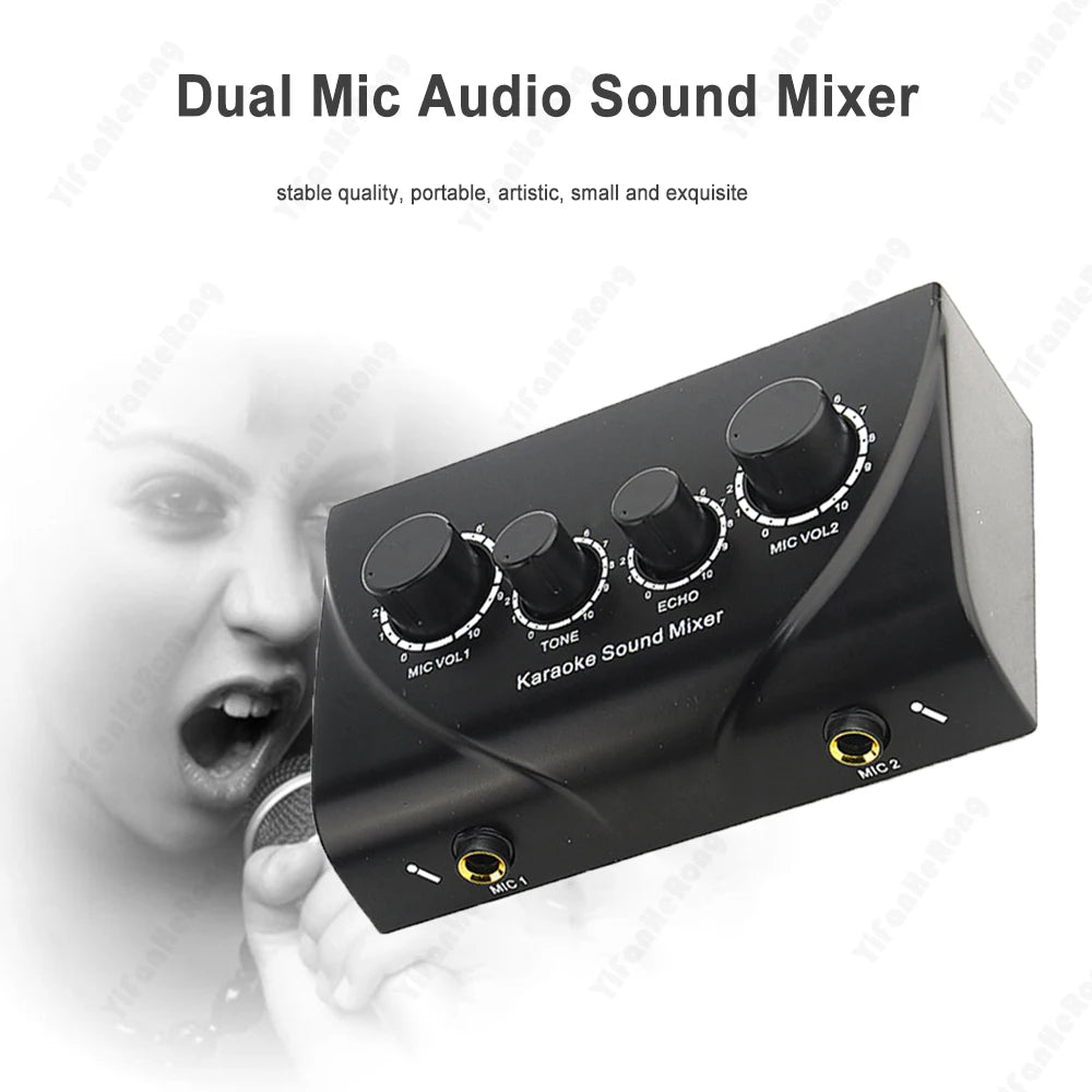 Dual Mic Inputs Audio Sound Mixer Portable Amplifier Microphone Zpaxo