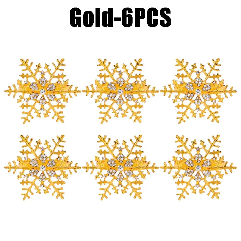Christmas Rhinestone Snowflake Napkin Rings Sparkling
