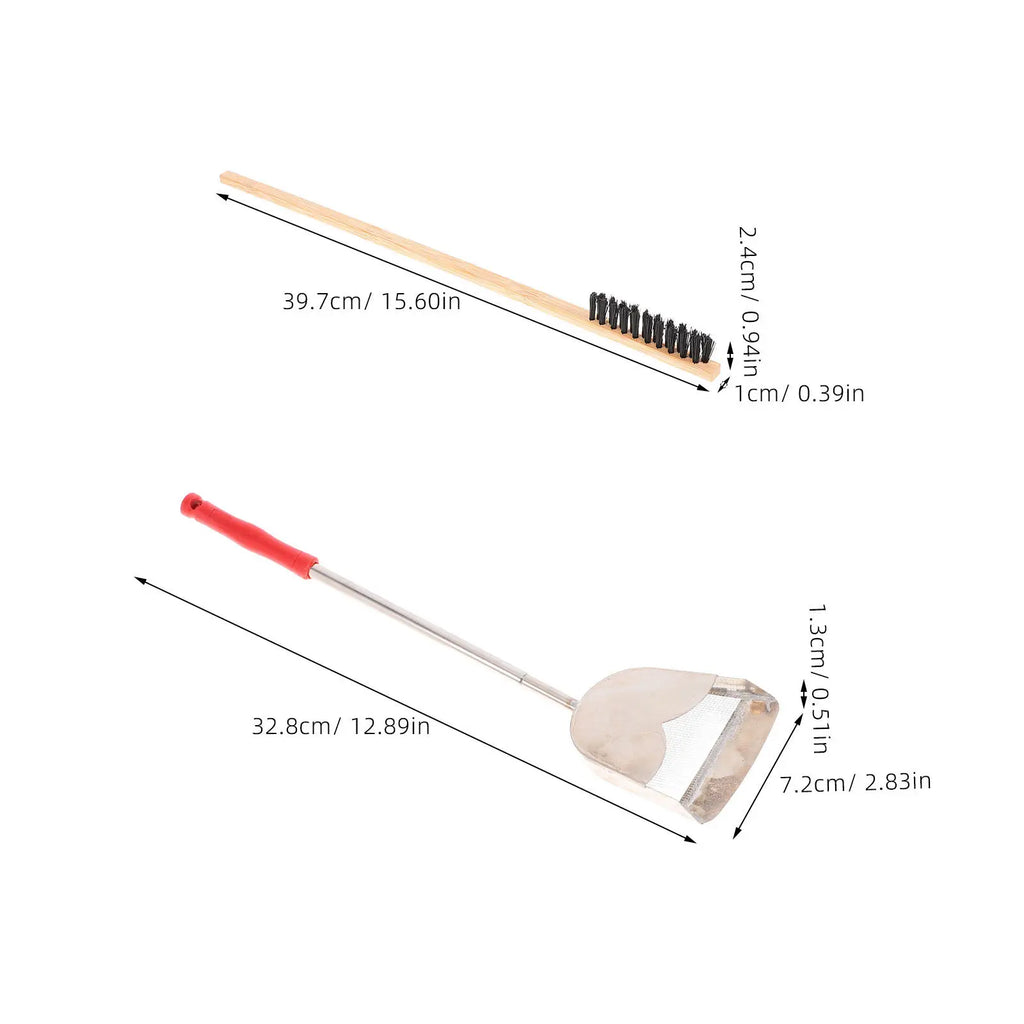 Bird Cage Cleaning Brush Wood Stainless Steel Droppings Shovel