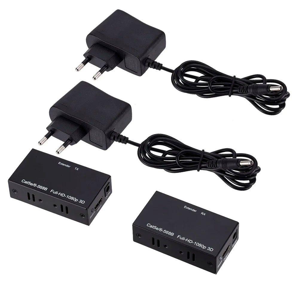1080P Extender HDMI-compatible to RJ45 Ports Network Extender Over CAT5e / 6 UTP LAN 60M Extender for PS4/Xbox TV Box PC Laptop Zpaxo EU Plug