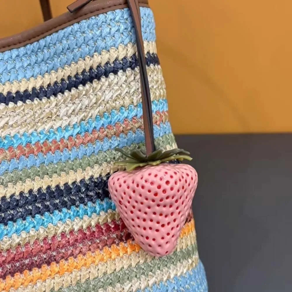 Funny Waterproof Strawberry Key Ring Elegant Alloy Versatile Bag Zpaxo