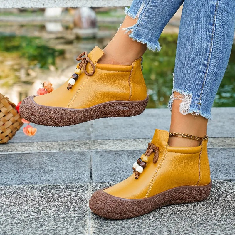 2025 New Women Boots Plus Size Comfortable Ankle Boots Retro Brand Fashion Boots Ladies Autumn Winter Soft Leather Shoes Women Zpaxo