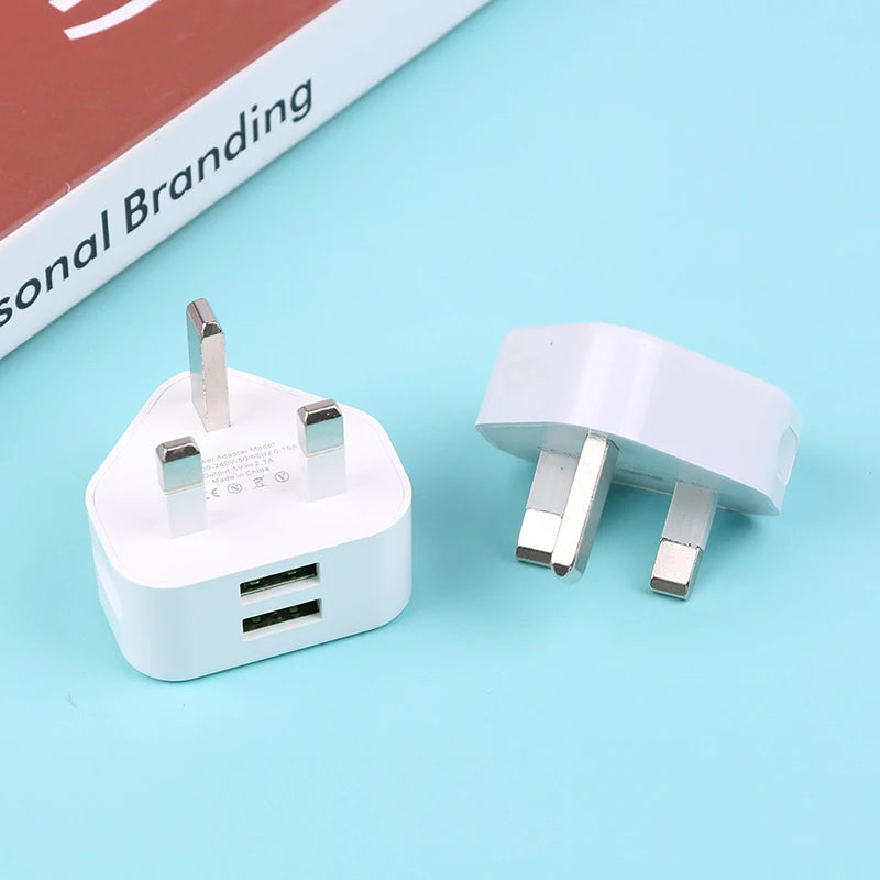 UK 3-Pin Dual USB Wall Charger – Fast Charging 5V 2.1A USB Wall Charger Zpaxo