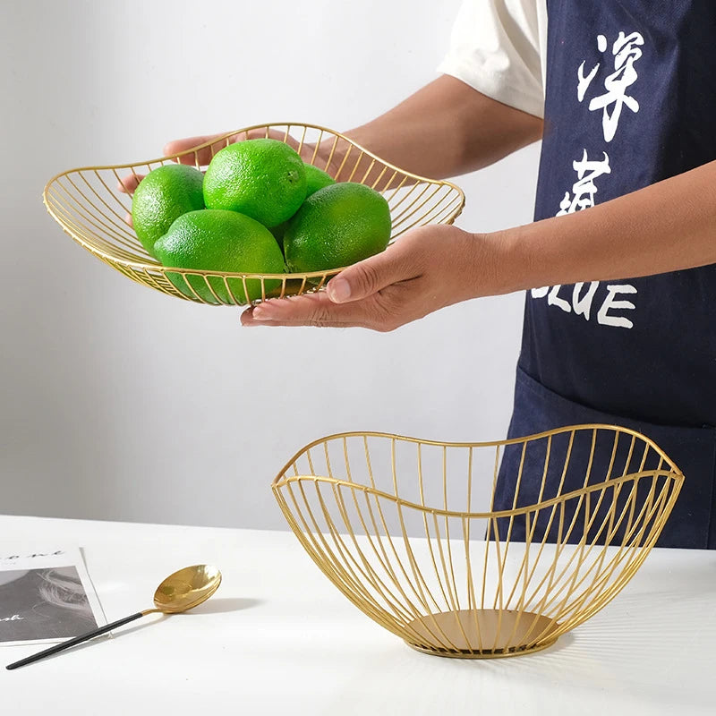 Metal Fruit Basket Simple Basin Multi-size Iron Snack Bread Vegetable