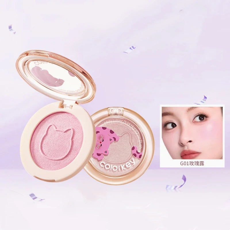 COLORKEY POKKY MAO MISTY LUSTER DUAL HIGHLIGHTER BLUSH 4G Blush Monochrome Matte Pearlescent Makeup Cosmetics Zpaxo