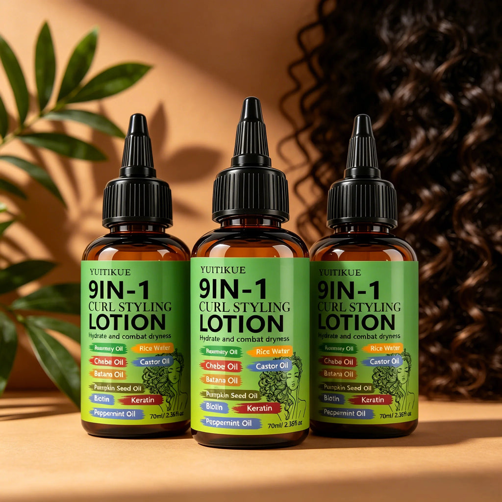 YUITIKUE 9-in-1 Curl Styling Lotion – Anti-Frizz & Curl Defining Curl Styling Lotion Zpaxo 3pc