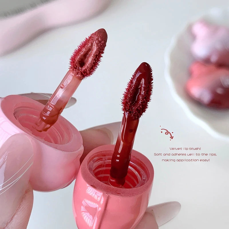 Love Heart Mirror Water Light Lip Gloss Long-lasting Shimmer Moisturizing Smooth Lip Glaze Easy To Color Non-stick Lip Makeup Zpaxo