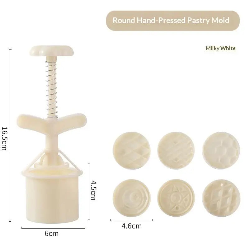 DIY Baking Mold 1Set Valentine's Day Cookie Stamp Flower Mooncake Mold Spring Pastry Cake Decorating Tool Hand Pressure Home Zpaxo round White