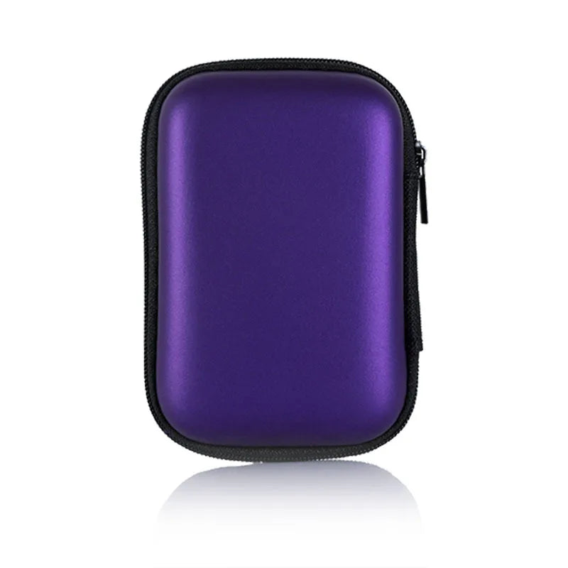 Portable PU Zipper Bag Hard Drive Protective Box HDD SSD USB Cable