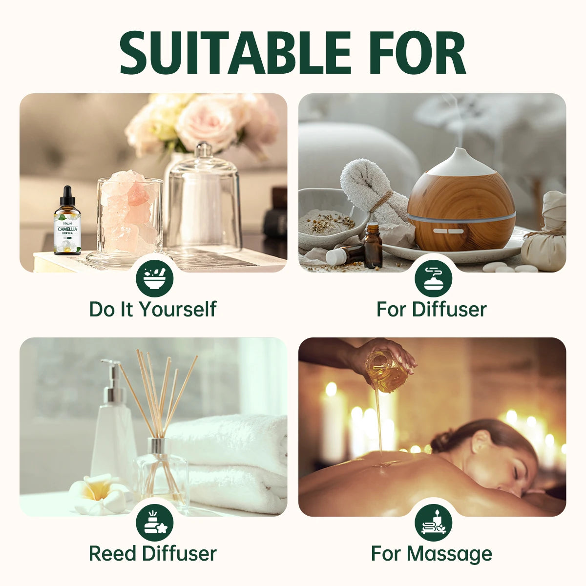 Camellia Oil Essential - Pure Natural Moisturizer for Face & Hair, Hydrating, Non - Greasy Multifunctional essential oil for all Zpaxo