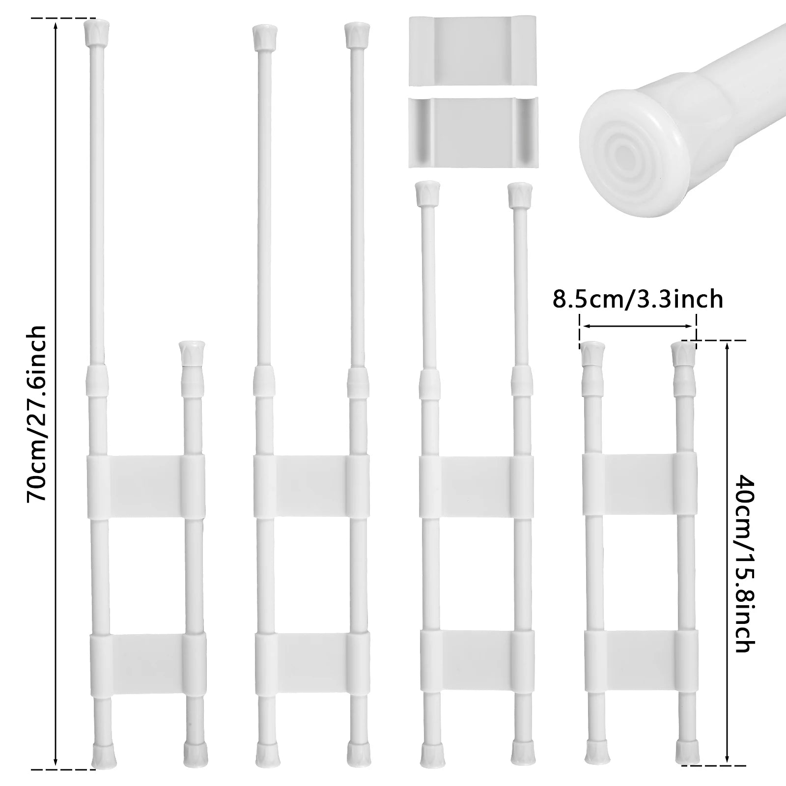 4Pcs RV Shower Corner Bar Telescopic Storage Rod Prevent Falling Toiletry Storage Adjustable Shelves Camper Travel Accessories Zpaxo