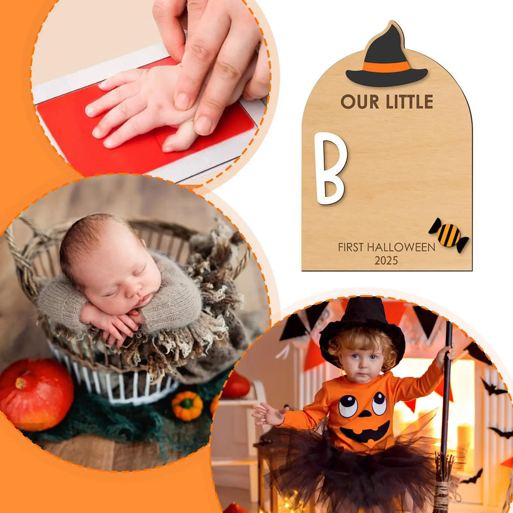 Baby Footprint Baby's First Halloween Keepsake Ornament Print Pad Zpaxo