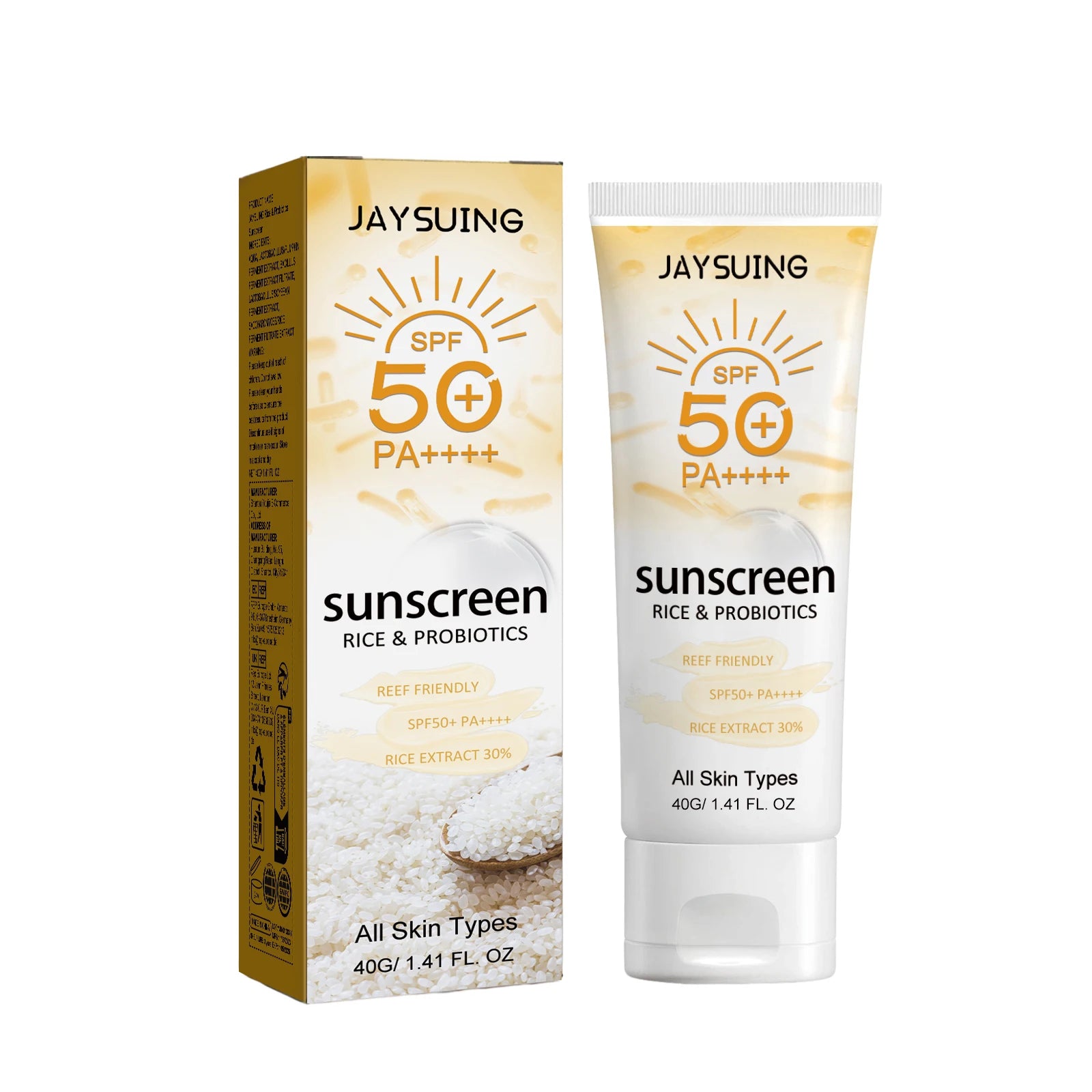 Probiotic Organic Rice Sunscreen SPF50 Broad Spectrum 40g Sunscreen Lotion Zpaxo 40g