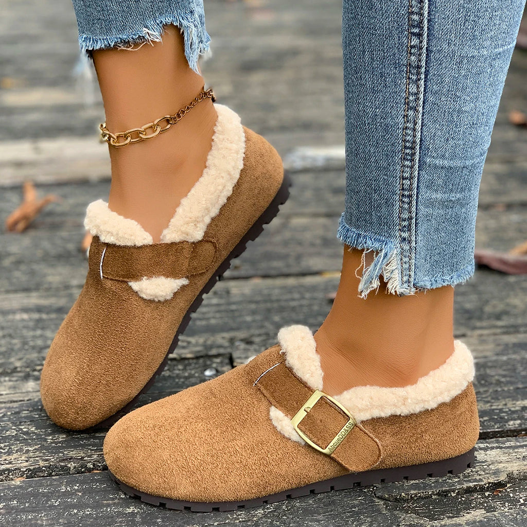 2025 New Women Ankle Boots Plush Warm Fashion Snow Boots Thickened Fluff Designer Women Shoes Trend Winter Flat Shoes Women Zpaxo camel 35