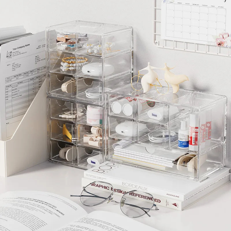 Transparent Makeup & Jewelry Drawer Storage Box | 3/5/7 Cell