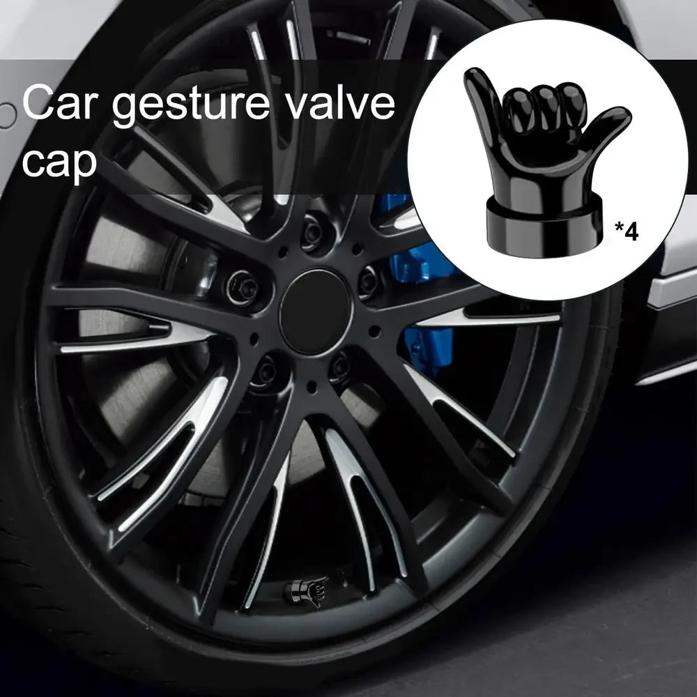 Funny Gesture Tire Valve Stem Caps – 4-Pack Universal Fit