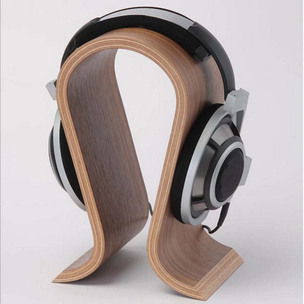 Walnut Finish Wooden Headphones U Shape Stand Holder Headset Desk Display Shelf Rack Hanger Bracket for Sony Headphone Zpaxo