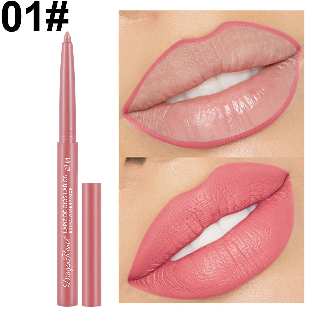 Lip Liner Lipstick Pen Waterproof Long-Lasting Contouring Lip Pencil Matte Finish Beginner Automatic Lip Liner Bean Paste Color Contouring Pen Automatic Rotating Lip Liner Zpaxo 1