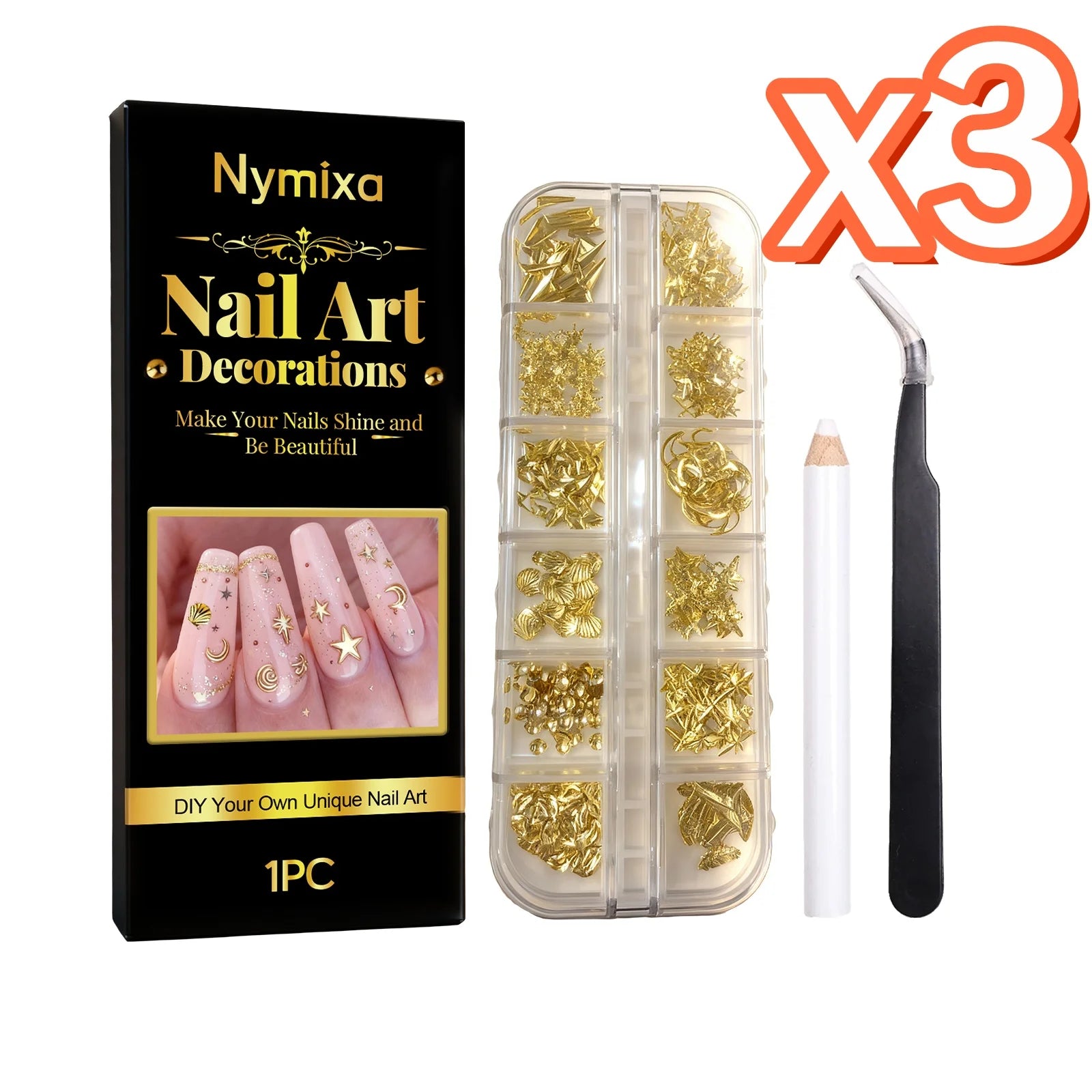 DIY Nail Art Decorations Kit Draw Delicate Art Designs Add Shiny Lasting Color Full Set Nail Art Tool Home DIY Manicure Design Zpaxo Decorations Kit x 3