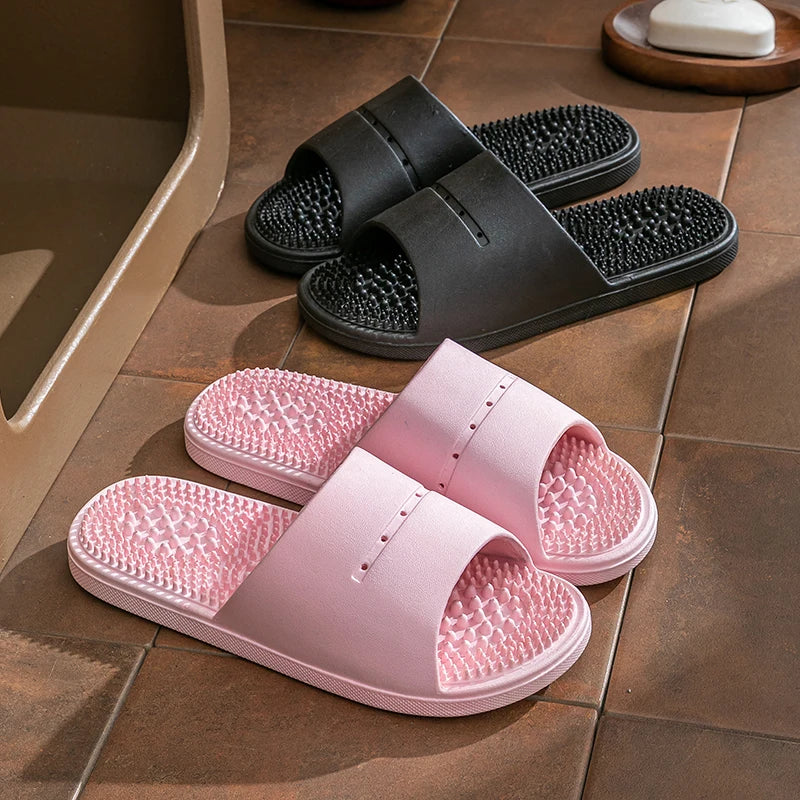 Summer Slippers Men PVC Massage Soft Non-slip Solid Comfortable