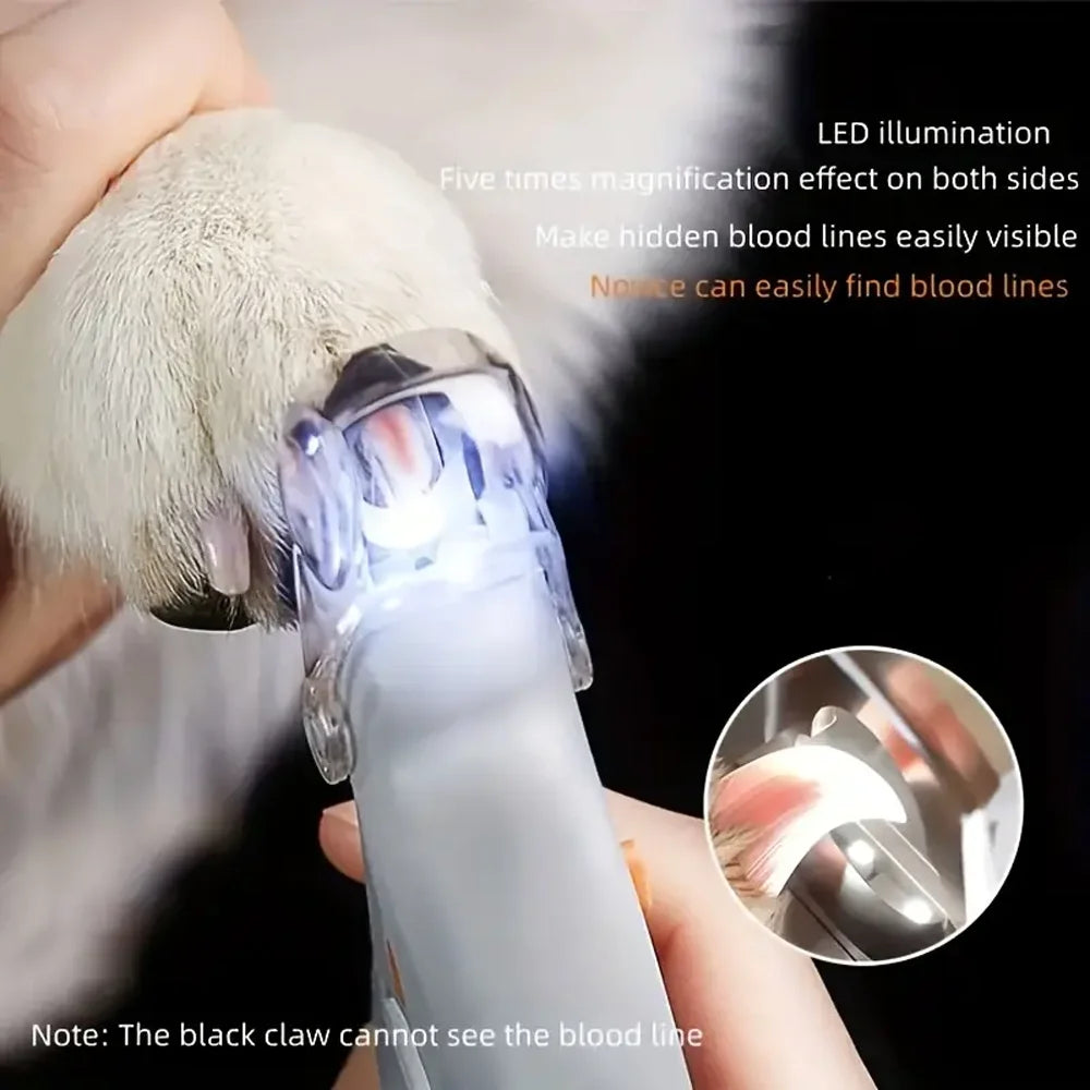 LED Light Pet Nail Clippers - Great for Trimming Cat and Dog Nails and Claws, 5x Magnification, Can Be Used as Nail Clippers, Qu Zpaxo