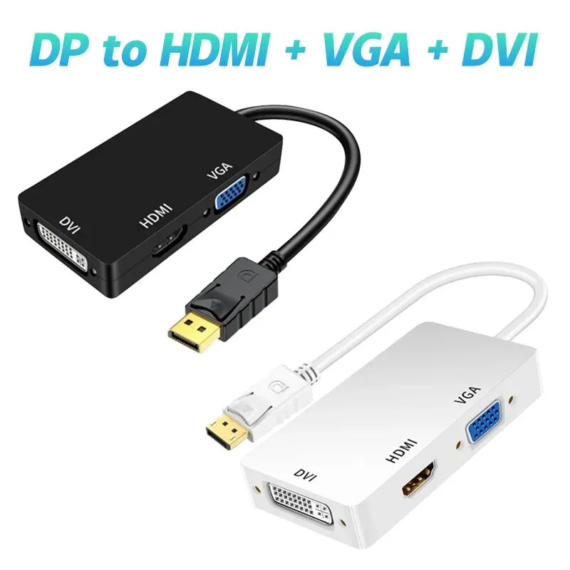 Displayport DP DVI VGA HDTV 3IN1 Adapter Converter Cable Projector TV Zpaxo