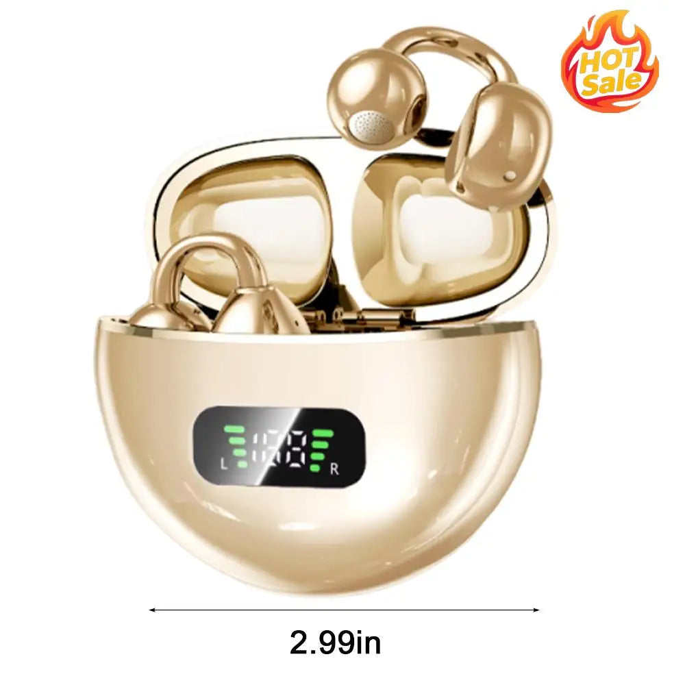 BT Wireless Bone Conduction Earphones with Noise Canceling Mics Portable Headphones LED Digital Display for Travel & Commute Zpaxo