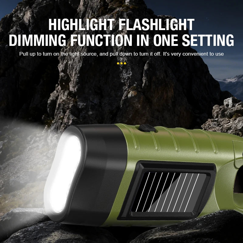 Emergency Solar Hand Cranked Flashlight Multifunctional Camping Power Zpaxo