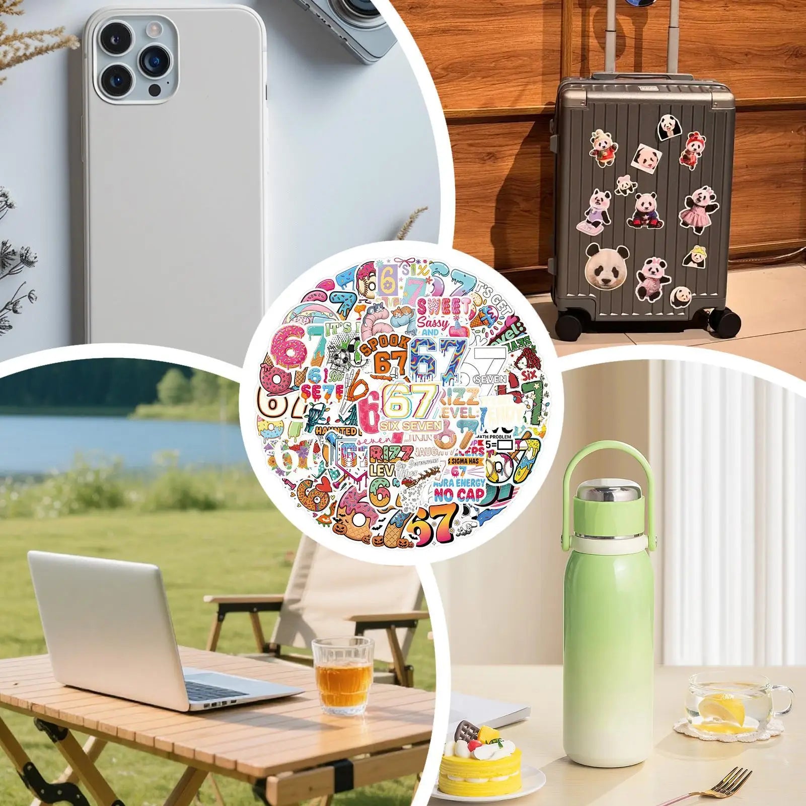 67 Stickers Waterproof Number Laptop Decal 67 Meme Stickers For Guitar Phone Scrapbook Skateboard Luggage Journal Journaling Car Zpaxo